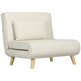 Sofá cama 1 plaza 3 en 1 tapizado en lino sintético crema 90x78x79 cm