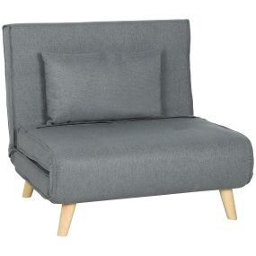 Sofá cama 1 plaza 3 en 1 tapizado en lino sintético gris 90x78x79 cm