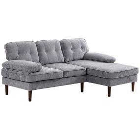 Sofá esquinero de 3 plazas tapizado en chenilla gris 215x142x88 cm