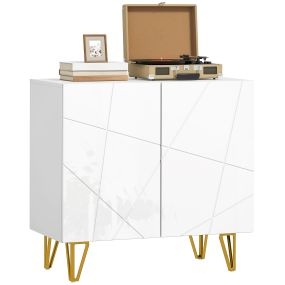 Aparador de entrada con 2 puertas y estantes ajustables 80x40x75 cm blanco brillo