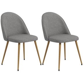 Pack de 2 sillas de comedor tapizadas de tela de lino con patas de acero gris 50x52x83 cm