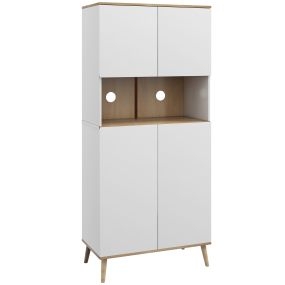 Alacena de cocina auxiliar con 4 puertas, encimera para microondas, estantes ajustables, blanco 80x40x178 cm