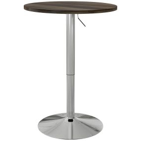Mesa alta de cocina/bar redonda para 2 personas, altura ajustable 69-91 cm, 60x60x91 cm, nogal