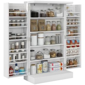Armario despensa de cocina con 2 puertas, 16 estantes ajustables, 60x30x104 cm, blanco