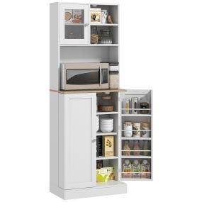 Alacena de cocina con 3 puertas, estantes ajustables y 8 estantes en puerta, 60x35x169 cm, blanco