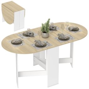 Mesa de comedor plegable ovalada 163x80x75 cm natural para 6 personas