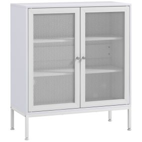 Aparador de cocina de 3 niveles con puertas de malla y estante ajustable 80x37x92 cm blanco