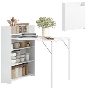 Mesa de comedor plegable con ala abatible, 4 compartimentos, 78,5x91x93 cm, blanco