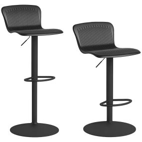 Conjunto de 2 taburetes altos de cocina giratorios con respaldo y altura ajustable negro