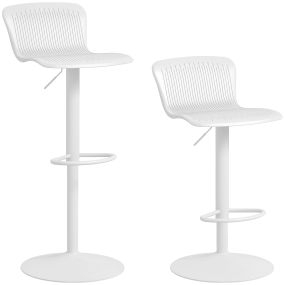 Conjunto de 2 taburetes altos de cocina giratorios con respaldo y altura ajustable blanco