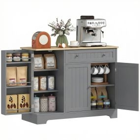 Aparador de cocina con 3 estantes, 1 cajón y estantes ajustables, 105x40x83 cm, gris