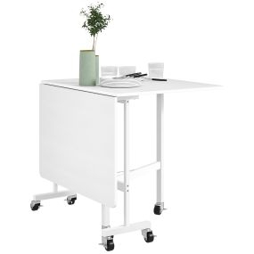 Mesa plegable de comedor para 4-6 personas con ruedas y alas abatibles 120x80x73 cm blanco