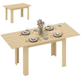 Mesa de comedor extensible rectangular de madera natural 140-180x90x75 cm para 6-8 personas