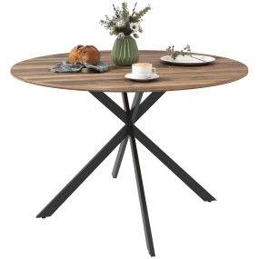 Mesa de comedor redonda para 4 personas Ø120x75 cm con estructura de acero marrón oscuro