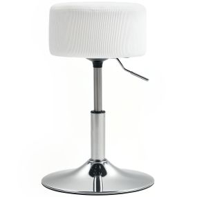 Taburete de bar giratorio regulable en altura 52-66 cm tapizado en pana blanco