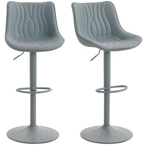 Juego de 2 taburetes de bar giratorios altura ajustable 92-110 cm gris con respaldo y reposapiés