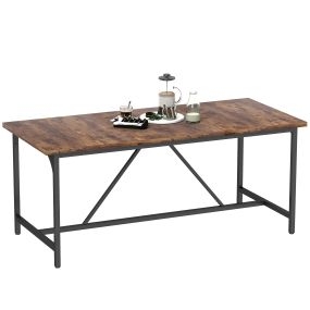 Mesa de comedor rectangular industrial para 6-8 personas, 180x80x75,5 cm, marrón rústico