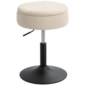 Taburete de bar con almacenaje, altura ajustable, giratorio, chenilla, acero, beige