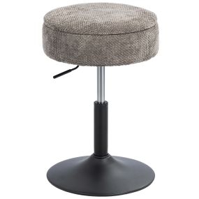 Taburete de bar ajustable giratorio tapizado en chenilla con almacenaje gris
