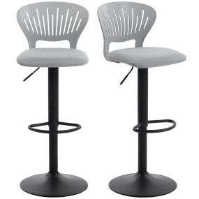 Juego de 2 taburetes altos de cocina giratorios 360°, regulables 84-105 cm, gris