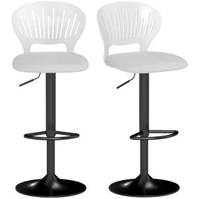 Juego de 2 taburetes altos de cocina giratorios 360° regulables 84-105 cm blanco