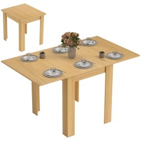 Mesa de comedor extensible 70-140x80 cm para 4-6 personas madera natural