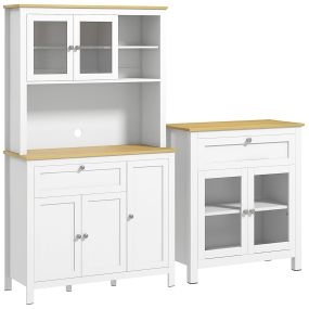 Conjunto de cocina 1 alacena y 1 aparador con cajón y estante ajustable blanco