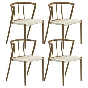 Pack de 4 sillas de comedor apilables de cuerda de papel roble y crema 51x51x71 cm 120 kg
