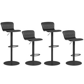 Conjunto de 4 taburetes altos giratorios con respaldo y altura ajustable negro