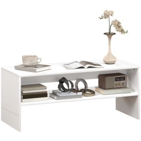 Mesa de centro auxiliar con compartimento abierto 100x40x41,5 cm blanco brillante