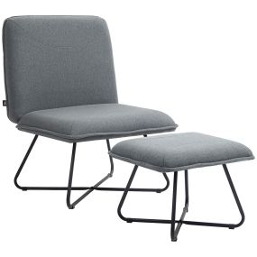 Sillón relax sin brazos con reposapiés y patas de acero cruzadas gris oscuro