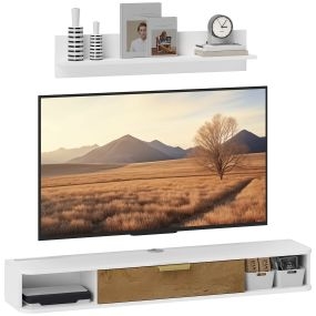 Conjunto de muebles de salón para TV de pared 120x24x16 cm blanco