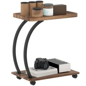 Mesa Auxiliar con Ruedas Mesa para Sofá con Bandeja Superior Estante Estructura de Acero Mesita Auxiliar para Salón Dormitorio Marrón