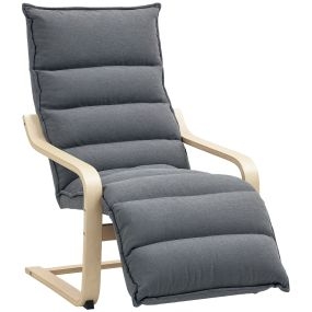 Sillón de salón con reposapiés ajustable tapizado en terciopelo gris oscuro 67x93x105 cm