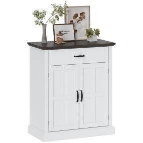 Aparador rústico de 2 puertas con 1 cajón y estante ajustable blanco 75,2x40x91,5 cm