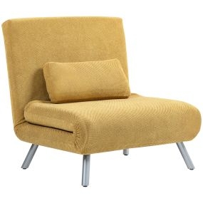 Sofá cama 1 plaza 3 en 1 tapizado en tela amarillo jaspeado 80x75x83 cm