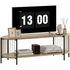 Mueble de TV bohemio para hasta 55 pulgadas con cuerda de papel y 2 estantes abiertos natural