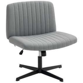 Silla de oficina sin brazos giratoria con función basculante, asiento ancho, altura ajustable, gris