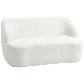 Sofá de 2 plazas tapizado en borreguito curvo acolchado 142 cm crema
