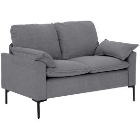 Sofá de 2 plazas tapizado en terciopelo con patas de metal gris 130x77x84 cm