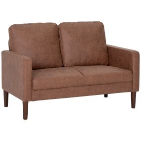 Sofá de 2 plazas tapizado en microfibra con patas de madera marrón 130x78x85 cm