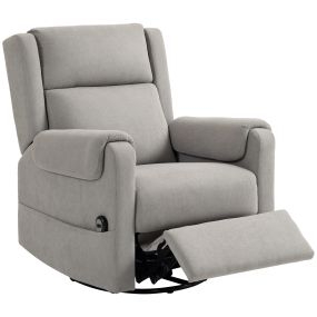 Sillón relax reclinable eléctrico giratorio y balancín gris claro con reposapiés ajustable