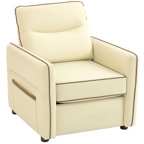 Butaca de salón relax moderna 80x81x90 cm tapizada en cuero sintético beige