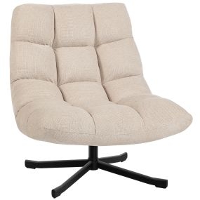 Sillón giratorio moderno tapizado en chenilla impermeable, blanco crema