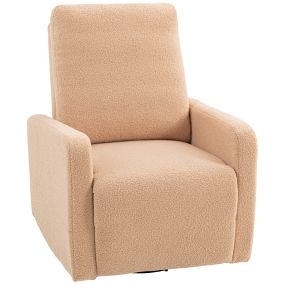 Sillón relax reclinable manual de borreguito con reposabrazos, reposapiés y balanceo 360°