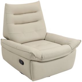 Sillón relax reclinable manual giratorio con balancín tapizado en PU color crema