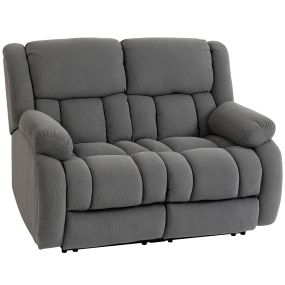 Sillón relax 2 plazas reclinable manual tapizado en terciopelo gris hasta 135º