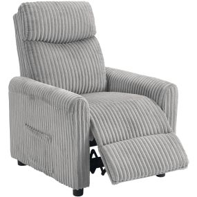 Sillón relax reclinable manual tapizado en pana gris claro para salón dormitorio u oficina