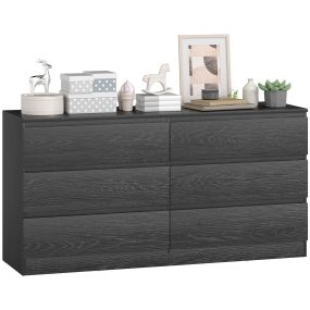 Cómoda de 6 cajones estilo moderno 140x40x71 cm negro veteado