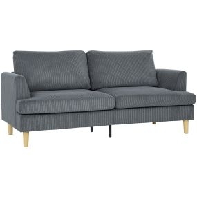 Sofá de 3 plazas moderno 188x80x86 cm tapizado en pana gris oscuro